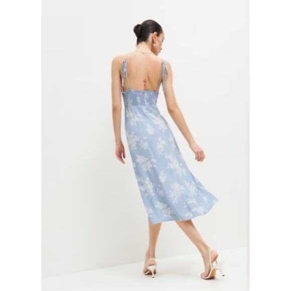 *SOLD* Reformation Talita Midi Dress in Bijou Light Blue Print - Size 12 - Picture 5 of 11